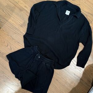 Aerie black waffle set